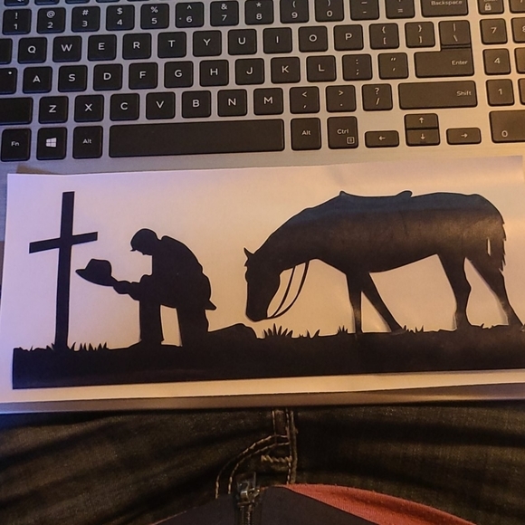 5️⃣8️⃣Kneeling Cowboy 🚘 permanent decal - Picture 1 of 4